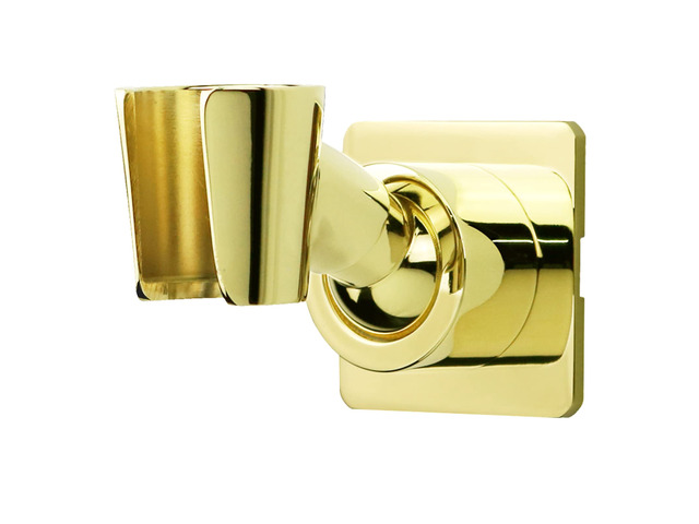 Shower Head Holder Handheld Shower Wand Holder Adjustable Shower Head Bracket Shower Wall Mount Holder, Polished Brass/Gold Finish, Drill Free Glue...