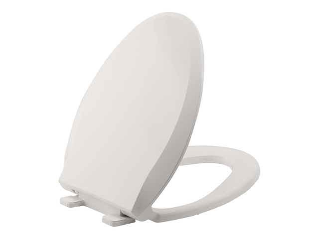 Durable Elongated Toilet Seat with Slow Soft Close - Easy to Install and Clean, Never Loosens - White, Fits Most Elongated Toilets Biscuit