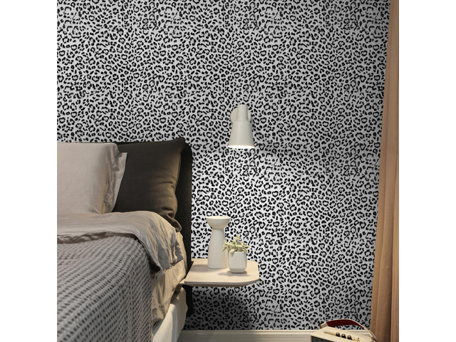 Leopard Print Peel and Stick Wallpaper, Waterproof Removable Self Adhesive Textured Wall Paper, Black and White Unique Funky Cheetah Contact Paper...