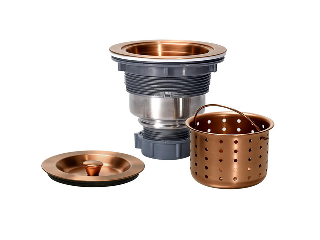 3/1-2 Inch Sink Drain Assembly Antique Copper Kitchen Sink Drain Kit Copper Stainless Steel Sink Basket Strainer Rubber Stopper, Sealing...