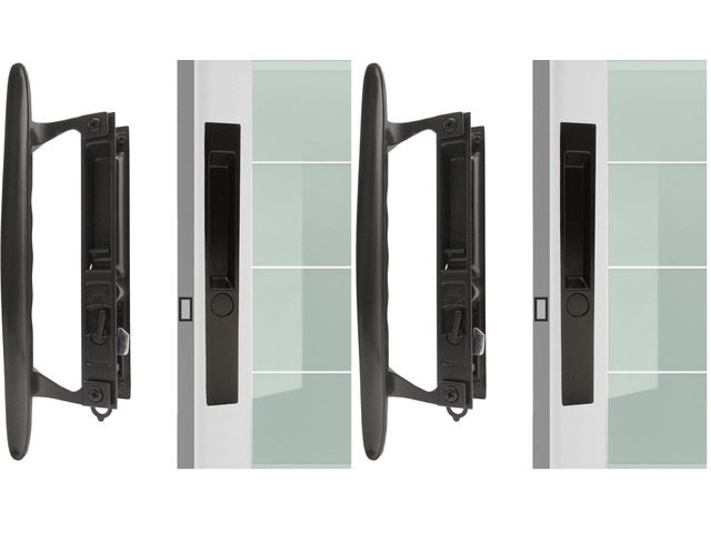 Flush Mount Non-Keyed Sliding Glass Door Handleset, 6-5/8' H. C., Fits 1' to 1-1/8' Thick Doors, Features Night Lock & Hook Latch, Non-Handed,...