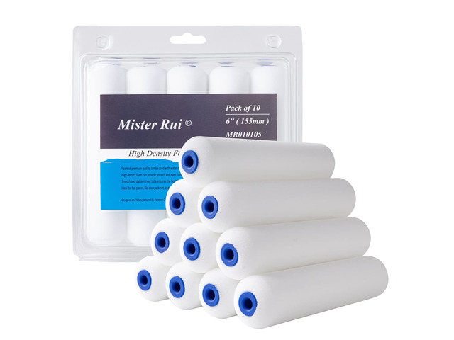 Foam Paint Roller, 10 Pack, 6 Inch Foam Roller, High Density Foam Roller Paint, Mini Foam Paint Roller 6 Inch, Use with All Paints, Painting in...