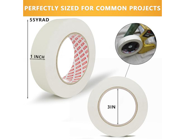 Masking Tape 1 Inch Wide x 55 Yds, 12 Rolls, White Painters Tape (Pack of 2)