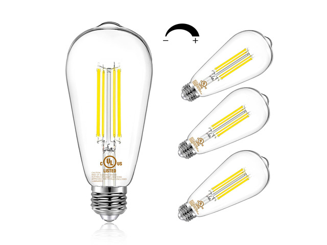 4 Pack Vintage LED Edison Bulbs, E26 LED Bulb 60W Equivalent, Dimmable LED Light Bulbs, 8W High Brightness 800 LM Daylight 5000K, ST58 Antique...