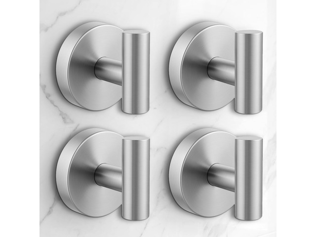 Heavy Duty Suction Cup Hooks for Glass Window,Tile,Mirror,Removable Shower Hooks for Inside Shower,Metal Towel Hooks for Bathroom,4 Pack(Silver)