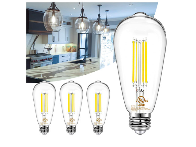 4 Pack Vintage LED Edison Bulbs, E26 Led Bulb 60W Equivalent, Dimmable Led Light Bulbs, High Brightness 800 LM Neutral White 4000K, ST58 Antique...