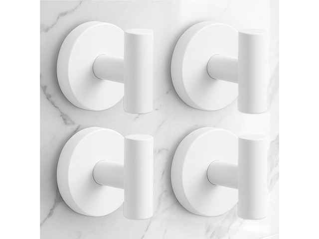Heavy Duty Suction Cup Hooks for Glass Window,Tile,Mirror,Removable Shower Hooks for Inside Shower,Metal Towel Hooks for Bathroom,4 Pack(White)