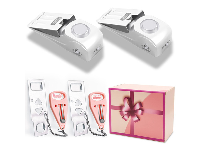 4 Pack Portable Door Lock, Hotel Travel Door Lock Security for Home, Pink Hotel Safety Device for Door Security, Portable Lock for Hotel Room,...