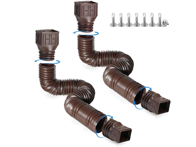 2 Pack Flexible Rain Gutter Downspout Extensions,Drain Downspout Extender,Gutter Extension Flexible,Down Spout Drain Extension Pipes,Extendable...