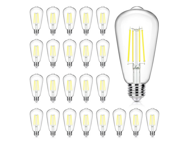 24-Pack Vintage LED Edsion Bulbs 100W Equivalent, E26 Base Bulb 8W 5000K Non-dimmable, 1400LM High Brightness, LED Filament, High CRI, Medium Base,...