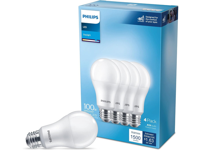LED Basic Frosted A19 Non-Dimmable, Eye Comfort Technology, 450 Lumen, Daylight(5000), 5.5W=40W, E26 Base, 4PK