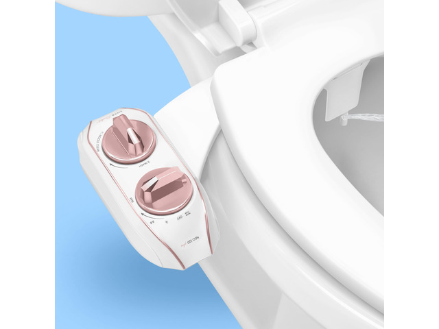 NEO 120 PLUS - Patented Non-Electric Bidet Attachment, Rose Gold Non-Electric, Single Nozzle, Slide-In Install, 360° Self-Clean, EZ-Lift to Clean,...