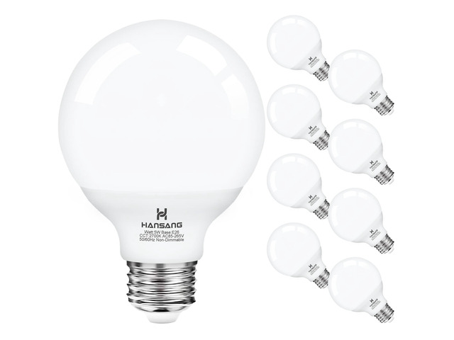 8 Pack G25 Vanity Light Bulbs for Bathroom 2700K Warm White 60W Equivalent LED Globe Light Bulbs, E26 Base, CRI85+ Eye-Friendly, Type G Round Light...
