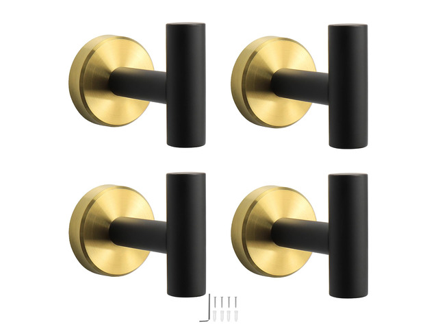 Bath Towel Hooks- SUS 304 Stainless Steel Robe Hook Holder, Heavy Duty Coat Hook for Bathroom Livingroom Hotel Kitchen Garage, Wall Mounted (Black...