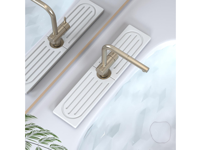 Kitchen Faucet Mat, Quick Drying Diatomite Sink Faucet Mat Splash Guard for Kitchen, Water Absorbing Stone Tray for Sink, Absorbent Stone Drying...