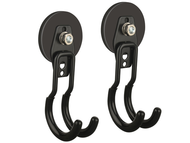 New Upgraded Garage Magnetic Hooks, 2 Pack Black Heavy Duty Large J Hooks with Magnet, Black Strong Anti-Slip Coating Magnet Hooks for Garden...