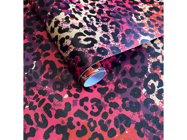 Hot Pink Leopard Print Peel and Stick Wallpaper, 17.3' x 400' Waterproof Removable Self Adhesive Wallpaper, Unique Funky Cheetah Contact Paper for...