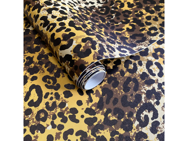 Black Gold Leopard Print Peel and Stick Wallpaper, 17.3' x 400' Waterproof Removable Self Adhesive Wallpaper, Unique Funky Cheetah Contact Paper...