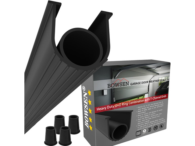 Garage Door Bottom Seals Weatherproof Weatherstrip Threshold Buffering Sealing 2 Doors EPDM Rubber Weather Resistance Gasket Black 5/16 Inch T-End,...