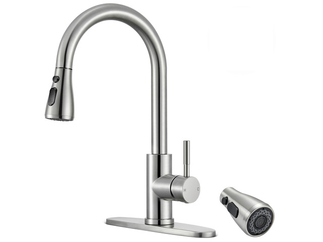 Kitchen Faucets with Pull Down Sprayer, High Arc, Brushed Nickel Single Handle Stainless Steel Kitchen Sink Faucet, Single hole or 3 Hole, with...