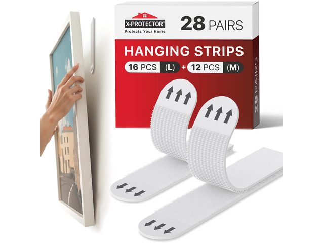 Picture Hanging Strips - 28 Pairs Damage Free Picture Hangers Self Adhesive Wall Hangers Without Nails - Heavy Duty Wall Hanging Strips - Walls...