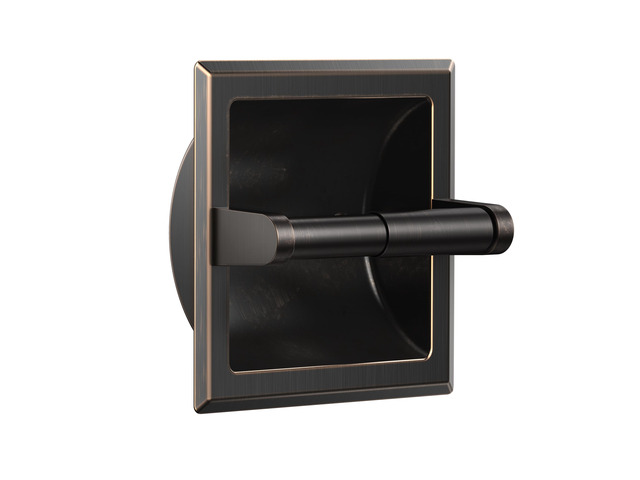 Recessed Toilet Paper Holder for Mega Rolls, Oil Rubbed Bronze Stainless Steel Tissue Roll Holder Wall Mount for Bathroom Space-Saving Design, in...
