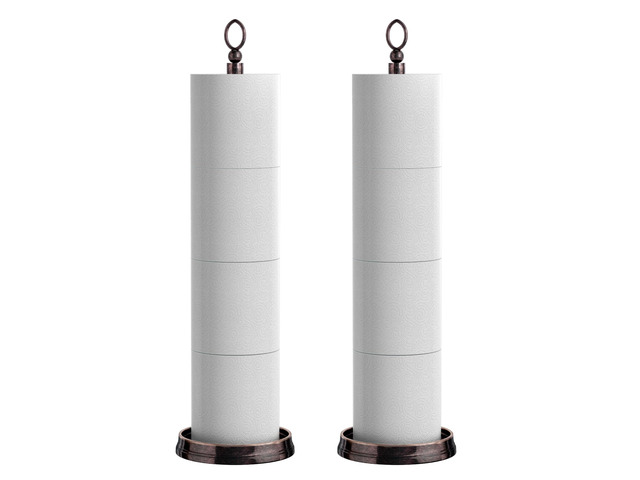 Toilet Paper Holder Stand, Free Standing Toilet Paper Storage for Bathroom, Weighted Base with Reserve for 4 Roll (2 Pack, Oil Rubbed Bronze)