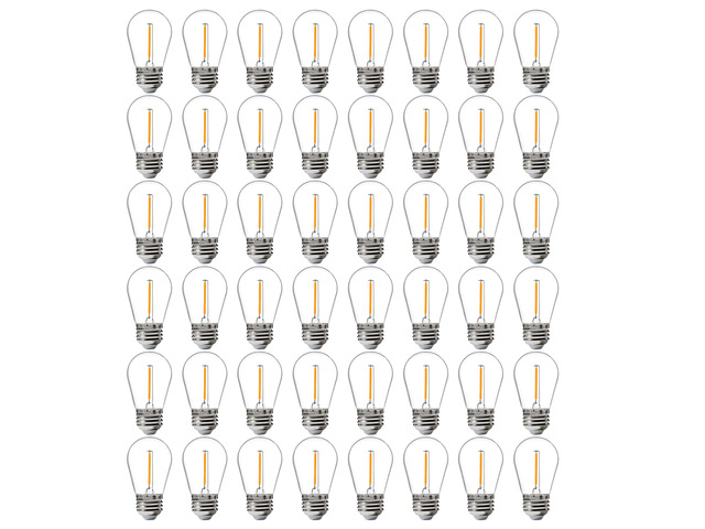 48 Pack LED S14 Replacement Light Bulbs for String Light, Waterproof Outdoor LED Bulbs, E26 Base, 2200K Warm White, Non-Dimmable