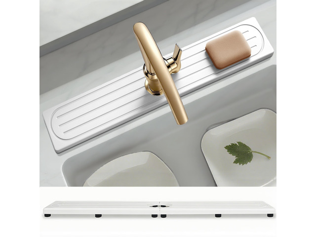 Faucet Mat for Kitchen Sink with Raised Feet, Stone Sink Mat Quick Dry around Faucet, Water Absorbent Stone Tray, Sink Splash Guard & Protectors,...