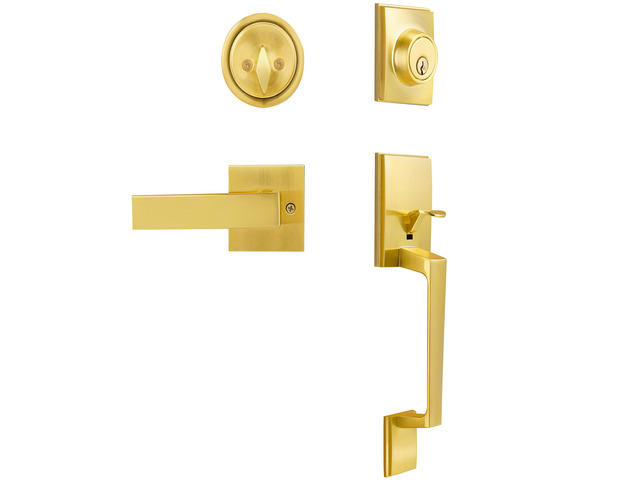 Front Door Handle and Deadbolt Set, Front Door Lock Set, Exterior Door Lock Set, Front Door Handle with Single Cylinder Deadbolt for Exterior Door,...