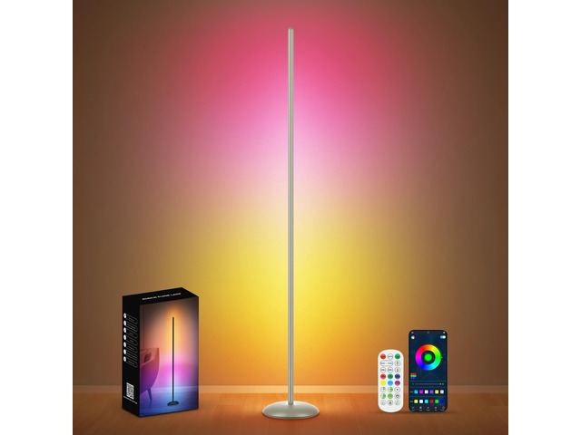 LED Corner Lamp, Smart RGB Floor Lamp for Living Room, Bedroom 1200LM Dimmable with 16 Million Color Changing, Music Sync, APP & Remote Control,...