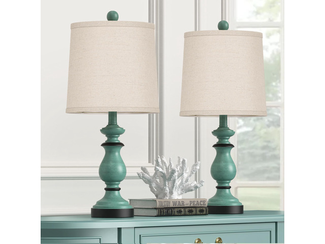 Traditional Table Lamp Set of 2, Rustic Farmhouse Table Lamps for Living Room Bedroom, 22' Bedside Desk Lamps Vintage Nightstand Lamps with Linen...