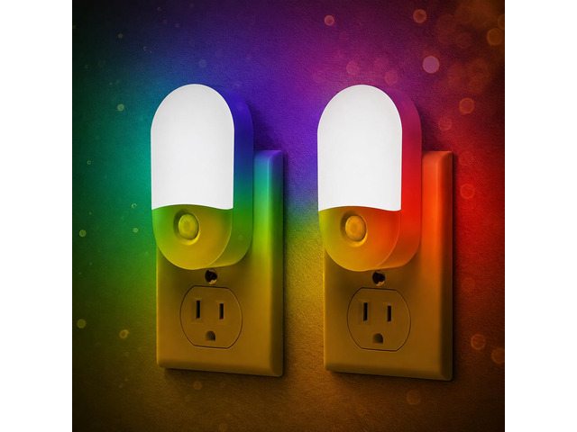 Night Light for Kids [2 Pack], 8-Color Changing Night Lights Plug into Wall, RGB LED Nightlights, Nightlight with Light Sensor, Cute Night Light...