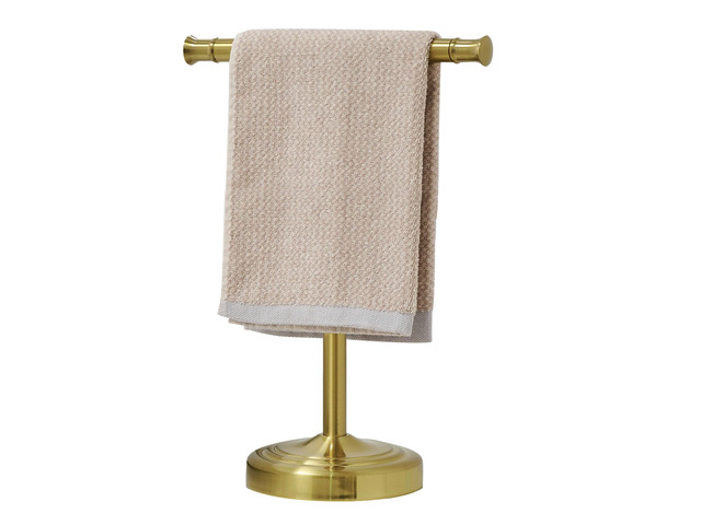 Brushed Gold Hand Towel Holder Stand Countertop Towel Rack 13 Inch Bathroom Kitchen Vanity T-Shape Towel Stand Free Standing Stainless Steel Towel...