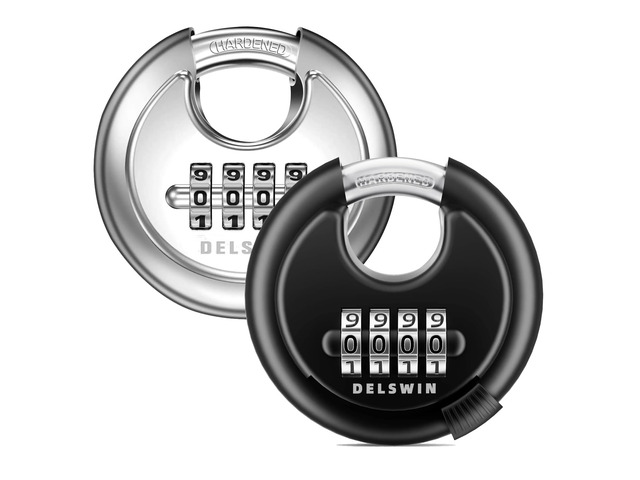 4-Digit Disc Combination Lock Outdoor - Heavy Duty Combination Padlocks with Hardened Steel Shackle Weatherproof Combo Locks for...