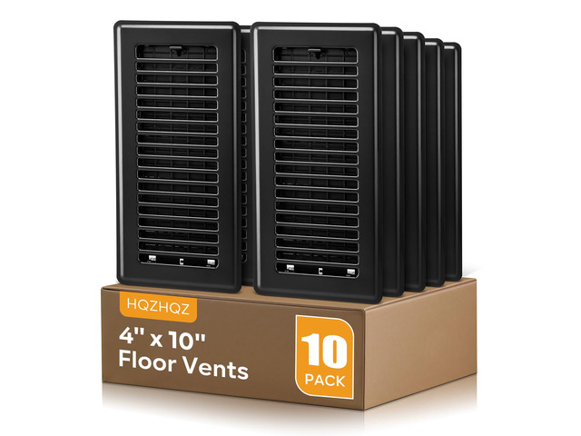 4 x10 Floor Registers, Floor Vent Covers 10 Pack, Heavy Duty Steel Walkable Vent Covers for Home Floor, Easy Adjust Air Supply Lever, for Sidewall...