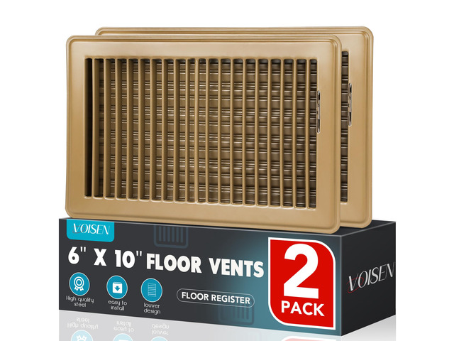 Floor Register 6x10, 2 Pack Brown Floor Vent Covers Steel Adjustable Air Supply Grille Register Vent Cover Grill for Sidewall and Floor, Vent...