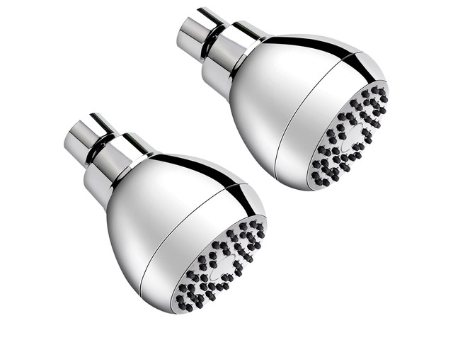 Fixed Shower Head High Pressure 2PCS 3 Inch Showerhead Chrome 360 Rotatable Design, Self Cleaning Silicone Nozzles, Adjustable Swivel Brass Ball...