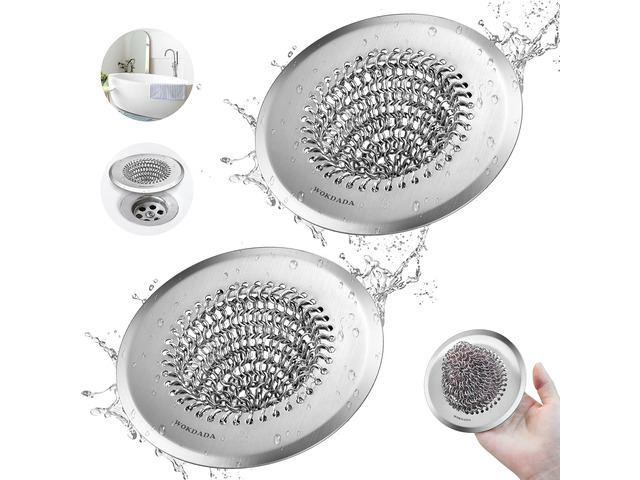 2 Pack Shower Drain Hair Catcher, 4.4' Anti-Clog Shower Drain Cover Reversible Flip Clean, Fast Drainage, Anti-Slip Base, Rust-Proof, Large...