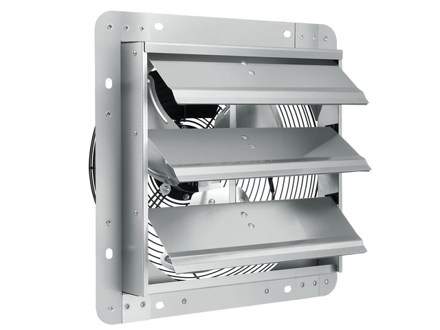 12 Inch Shutter Exhaust Fan Wall Mounted 1347 CFM Automatic Louvers, Sturdy Steel Housing, Low Noise, AC Motor, Ventilation and Cooling for Attic,...