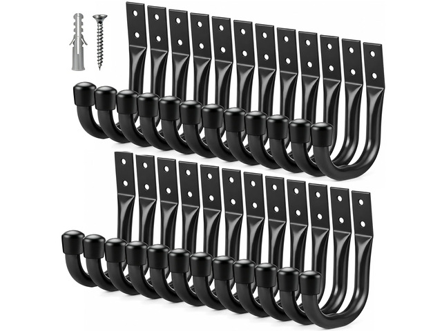 24-piece Heavy Duty Garage Storage Hooks, Bike Hooks for Garage Wall, Utility Garage Hooks, Wall Mount J Hook for Hanging, Large Metal Storage...