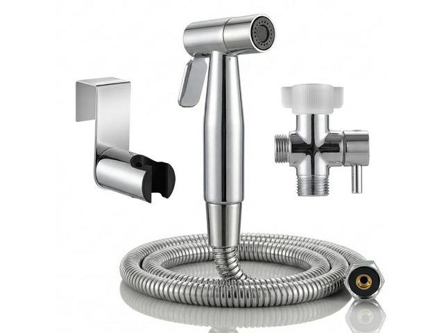 Chrome Handheld Bidet Sprayer for Toilet,Stainless Steel Baby Cloth Diaper Jet Spray Kit,Bathroom Toilet Bidet Attachment Set with Adjustable Water...