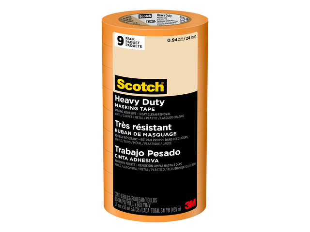 Heavy Duty Painter's Tape, 9 Rolls, 0.94 in x 60.1 yd, for Use On Vinyl, Carpet, Metal, & Plastic, Indoor & Outdoor Masking Tape, Bonds...