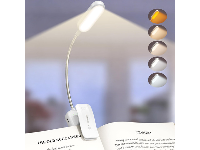 20 LED Reading Lights for Books in Bed, Eye Caring Reading Light 5 Colors & 5 Brightness 3100LM Dimmable, 1200mAh Rechargeable Book Light to 90H,...
