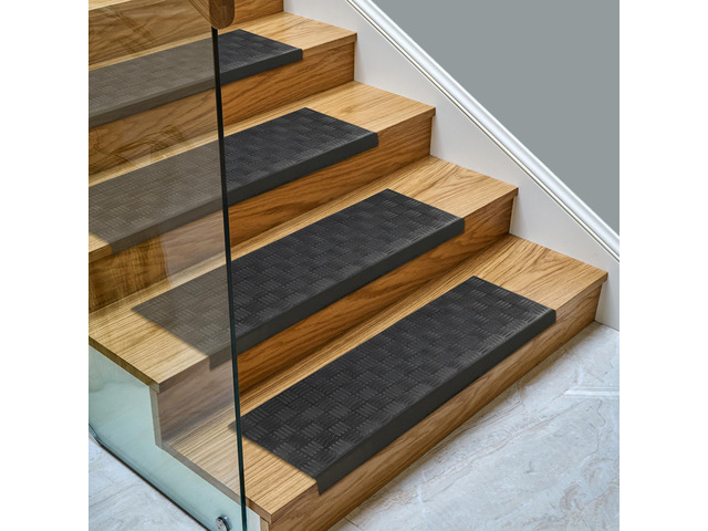Bullnose Stair Treads Outdoor Ribbed Heavy-Duty Non-Slip Stair Mats Best Grip on Concrete, Brick & Textured Step Fastening Required for Wooden &...