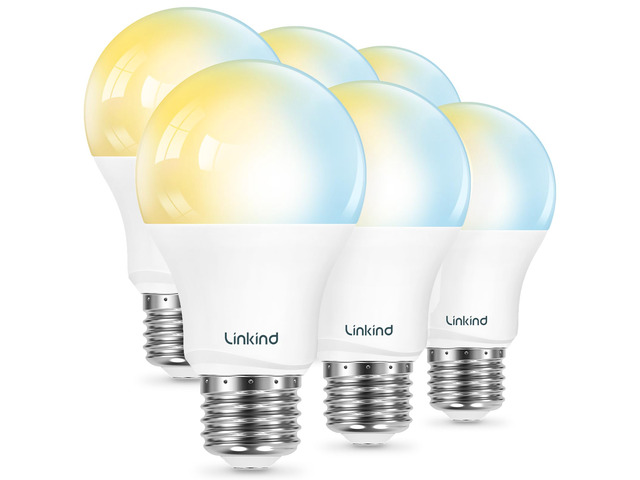 Smart Light Bulbs 6-Pack A19 E26, Tunable White 2700K-6500K (CRI>90), Compatible with Alexa & Google Home, 2.4GHz Wi-Fi & Bluetooth, 800LM 60W...