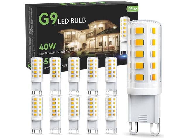 G9 LED Bulb 4W, 3000K Warm Soft White 10 Pack, 40 Watt Eq,G9 Base,120V T4 G9 Halogen Replacement, G 9 Bi-pin Base Light Bulbs for Chandelier, 450...