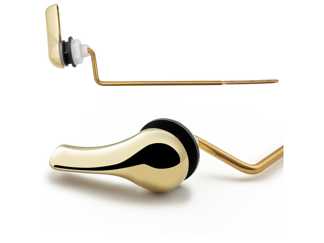 Polished Brass Finish Side Mount Toilet Handle Replacement Kit, Universal Toilet Tank Flush Lever Fits Most Standard Side-Mount Toilet Tanks