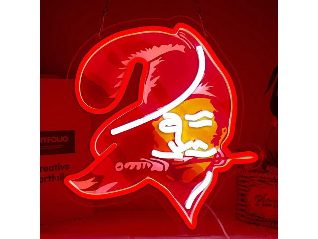 Buccaneers Football Neon Signs Led Sign for Wall Decor Rugby Team Light Up Sign Suitable for Man Cave Office Bar Pub Wall Art Gifts for Teen Boys
