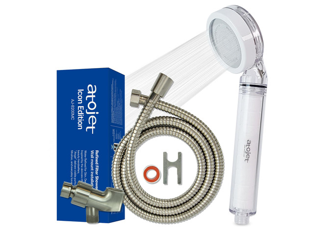 Filter Showerhead Inspired By Korea's Beauty Culture Carbon Composite Filter Single Set (Hose, Mount, Teflon Tape, Wrench) (AJ8200MC-SET-SNG)